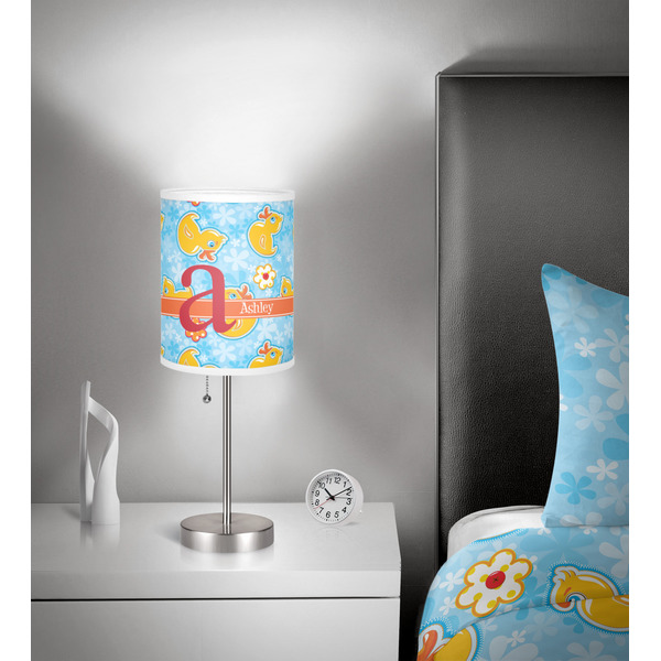 Rubber Duckies & Flowers 7 inch drum lamp shade - in room