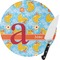 Rubber Duckies & Flowers Round Glass Cutting Board - Small (Personalized)