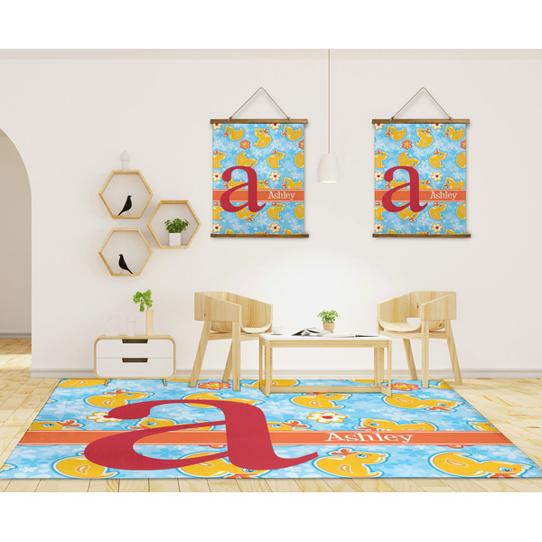 Rubber Duckies & Flowers 8'x10' Indoor Area Rugs - IN CONTEXT