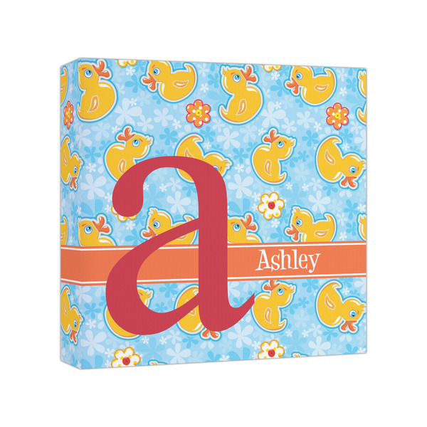 Custom Rubber Duckies & Flowers Canvas Print - 8x8 (Personalized)