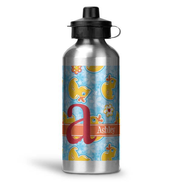 Custom Rubber Duckies & Flowers Water Bottle - Aluminum - 20 oz (Personalized)