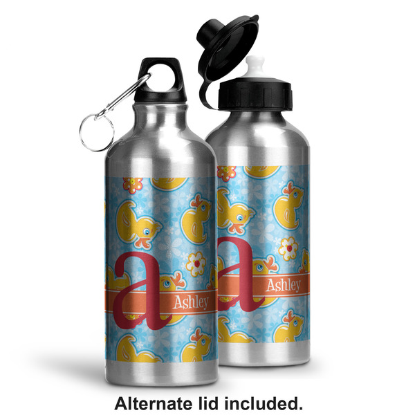 Rubber Duckies & Flowers Aluminum Water Bottle - Alternate lid options