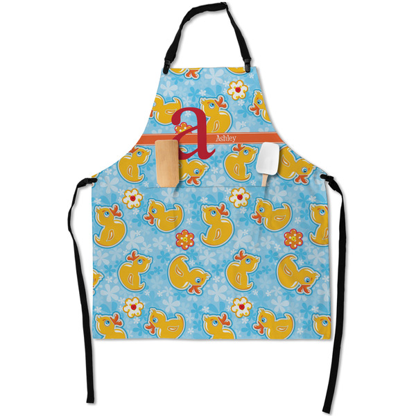 Custom Rubber Duckies & Flowers Apron With Pockets w/ Name and Initial