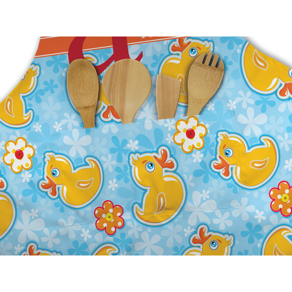 Rubber Duckies & Flowers Apron - Pocket Detail with Props