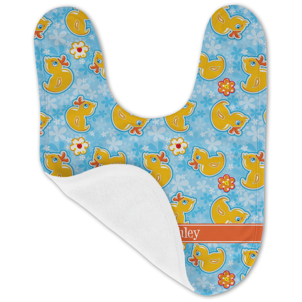 Rubber Duckies & Flowers Baby Bib - AFT folded