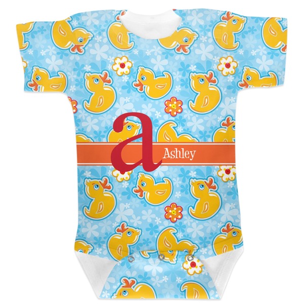 Custom Rubber Duckies & Flowers Baby Bodysuit 0-3 (Personalized)