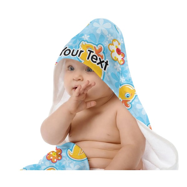 Rubber Duckies & Flowers Baby Hooded Towel on Child