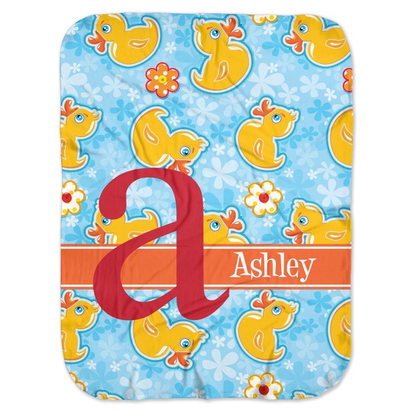 Custom Rubber Duckies & Flowers Baby Swaddling Blanket (Personalized)