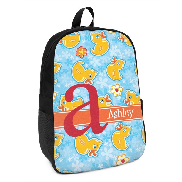 Custom Rubber Duckies & Flowers Kids Backpack (Personalized)