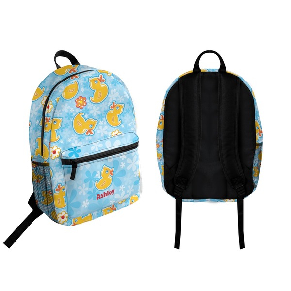 Rubber Duckies & Flowers Backpack front and back - Apvl