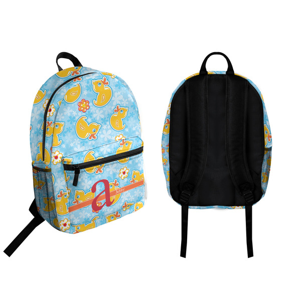 Rubber Duckies & Flowers Backpack front and back - Apvl