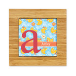 Rubber Duckies & Flowers Bamboo Trivet with Ceramic Tile Insert (Personalized)