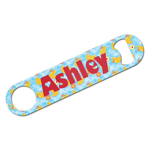 Custom Rubber Duckies & Flowers Bar Bottle Opener w/ Name and Initial