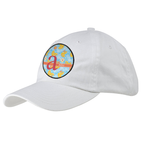 Custom Rubber Duckies & Flowers Baseball Cap - White (Personalized)