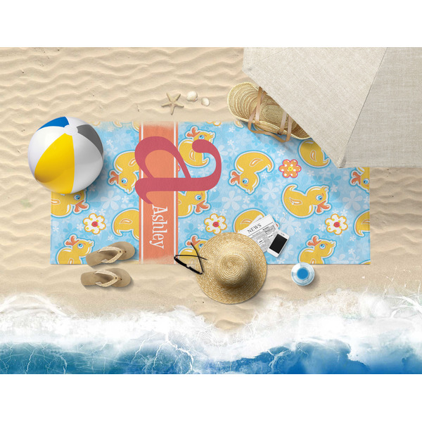 Rubber Duckies & Flowers Beach Towel Lifestyle