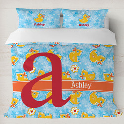 Rubber Duckies & Flowers Duvet Cover Set - King (Personalized)