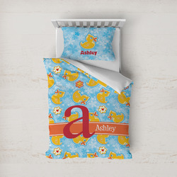 Rubber Duckies & Flowers Duvet Cover Set - Twin (Personalized)