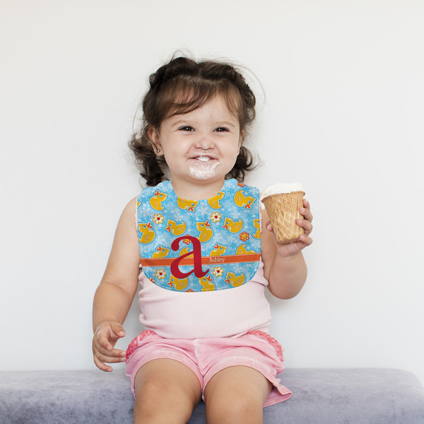 Rubber Duckies & Flowers Bib Lifestyle Girl