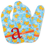 Rubber Duckies & Flowers Baby Bib w/ Name and Initial