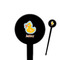 Rubber Duckies & Flowers 4" Round Plastic Food Picks - Black - Single Sided (Personalized)