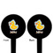 Rubber Duckies & Flowers Black Plastic 4" Food Pick - Round - Double Sided - Front & Back