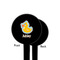 Rubber Duckies & Flowers Black Plastic 4" Food Pick - Round - Single Sided - Front & Back