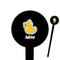 Rubber Duckies & Flowers Black Plastic 6" Food Pick - Round - Closeup