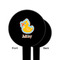 Rubber Duckies & Flowers Black Plastic 6" Food Pick - Round - Single Sided - Front & Back