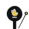 Rubber Duckies & Flowers Black Plastic 7" Stir Stick - Round - Closeup