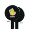 Rubber Duckies & Flowers Black Plastic 7" Stir Stick - Single Sided - Round - Front & Back