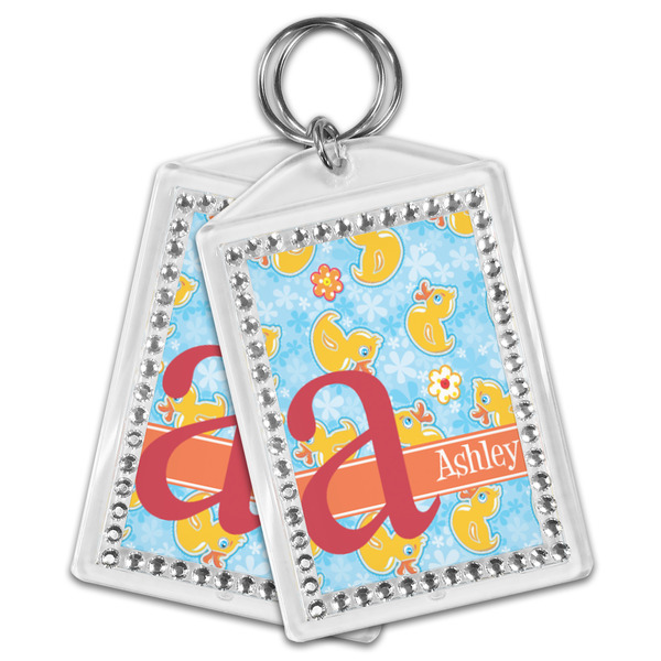 Rubber Duckies & Flowers Bling Keychain - MAIN