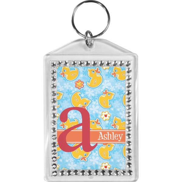 Custom Rubber Duckies & Flowers Bling Keychain (Personalized)