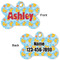 Rubber Duckies & Flowers Bone Shaped Dog ID Tag - Large - Approval