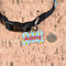 Rubber Duckies & Flowers Bone Shaped Dog ID Tag - Small - In Context