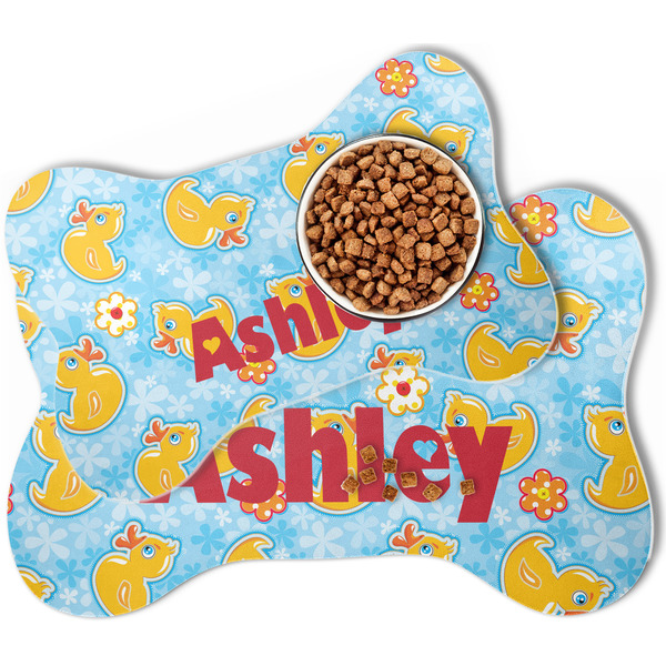 Rubber Duckies & Flowers Bone Shaped Dog Mats - MAIN