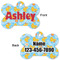 Rubber Duckies & Flowers Bone Shaped Dog Tag - Front & Back
