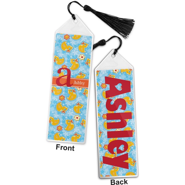 Rubber Duckies & Flowers Bookmark with tassel - Front and Back