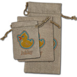 Rubber Duckies & Flowers Burlap Gift Bag (Personalized)