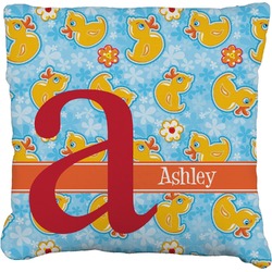 Rubber Duckies & Flowers Faux-Linen Throw Pillow 26" (Personalized)