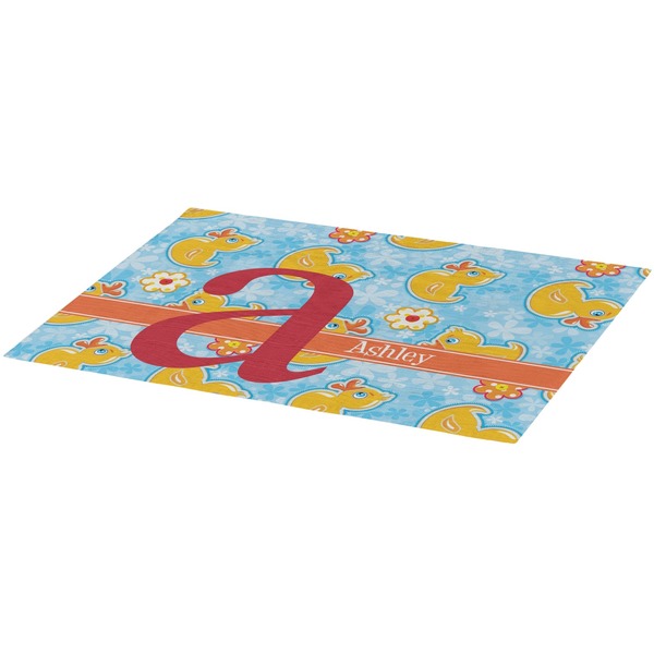 Rubber Duckies & Flowers Burlap Placemat (Angle View)