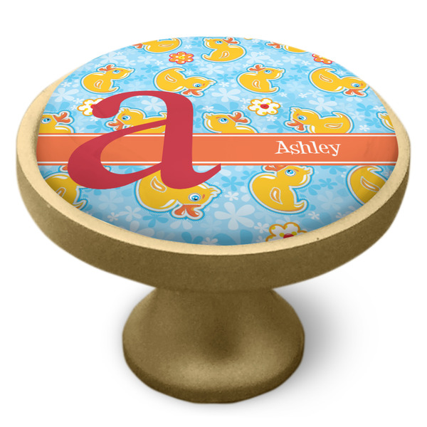 Rubber Duckies & Flowers Cabinet Knob - Gold - Side