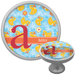 Rubber Duckies & Flowers Cabinet Knob (Silver) (Personalized)