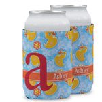 Rubber Duckies & Flowers Can Cooler (12 oz) w/ Name and Initial
