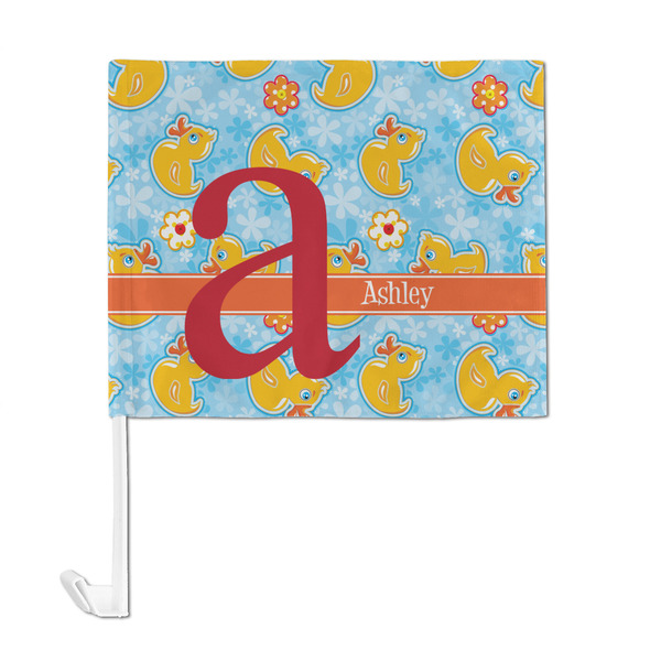 Rubber Duckies & Flowers Car Flag - Large - FRONT