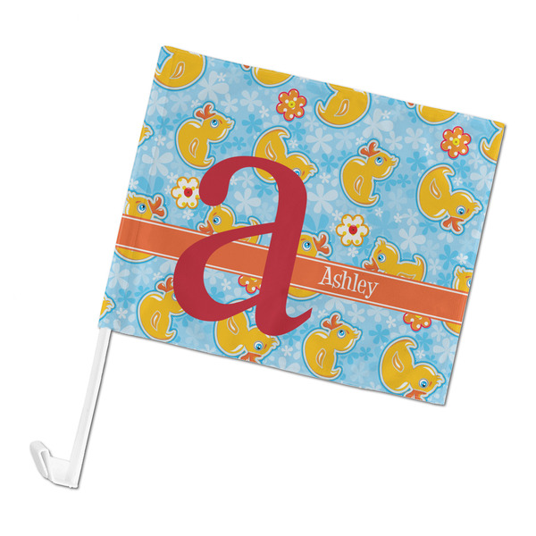 Custom Rubber Duckies & Flowers Car Flag - Large (Personalized)