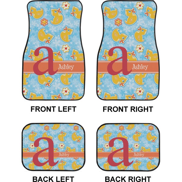 Rubber Duckies & Flowers Car Floor Mats Set (2F + 2B)