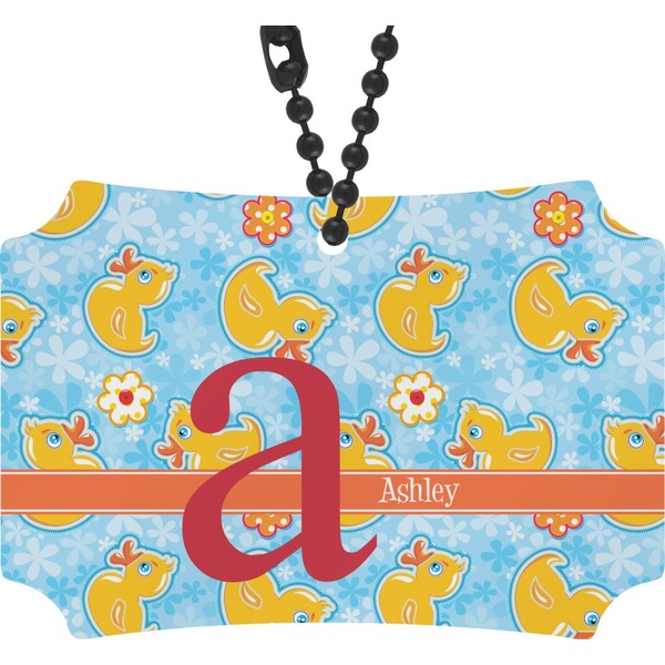 Custom Rubber Duckies & Flowers Rear View Mirror Ornament (Personalized)