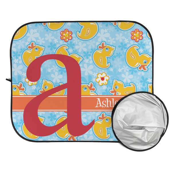 Rubber Duckies & Flowers Car Sun Shades - FOLDED & UNFOLDED