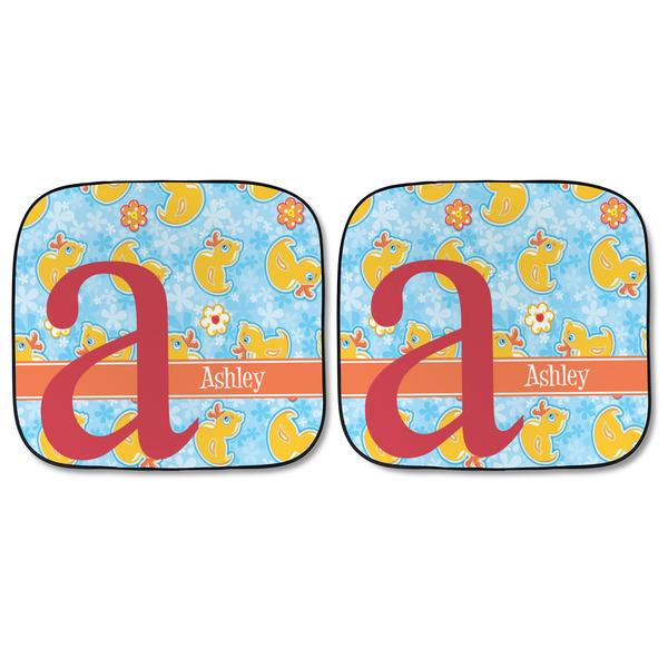 Rubber Duckies & Flowers Car Sun Shades - FRONT