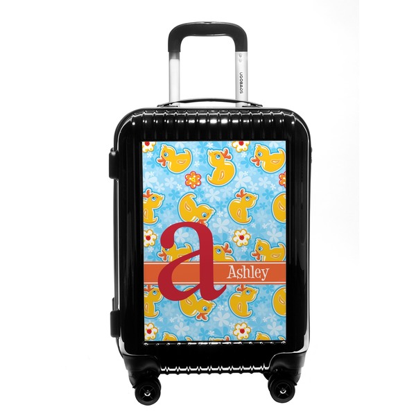 Custom Rubber Duckies & Flowers Carry On Hard Shell Suitcase (Personalized)